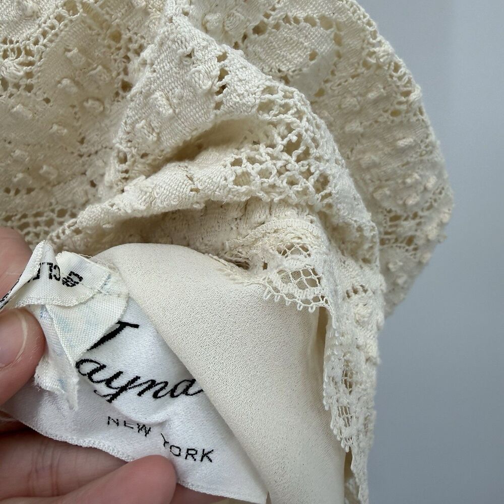 Jayna Vintage Cream Dress Lace Cutout Midi Boho Size XS Bridal - Picture 7 of 13